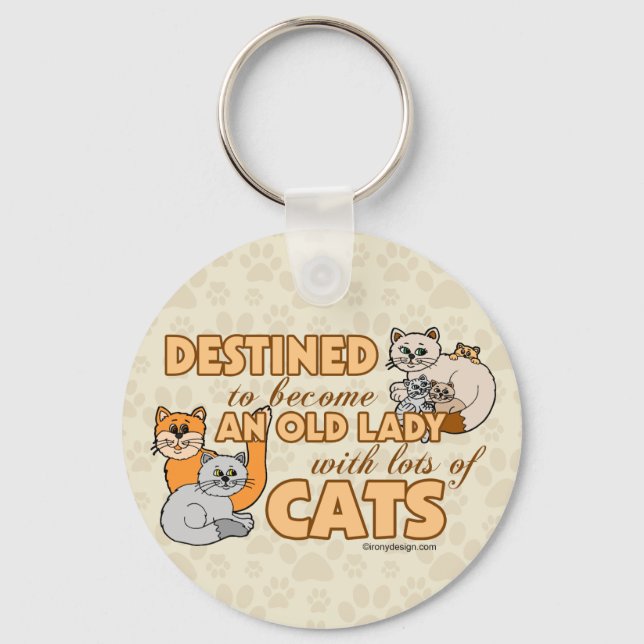 Future Crazy Cat Lady Funny Saying Key Ring (Front)