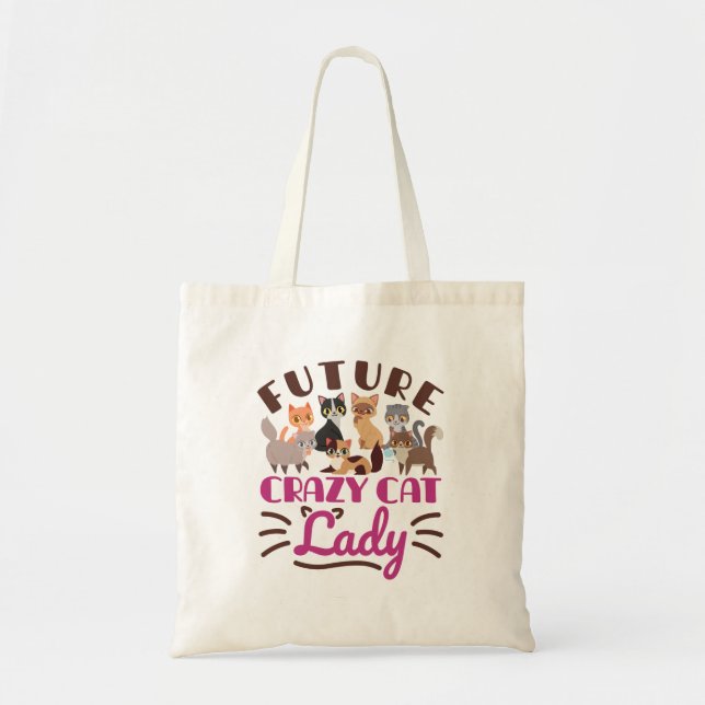 Future Crazy Cat Lady Tote Bag (Front)