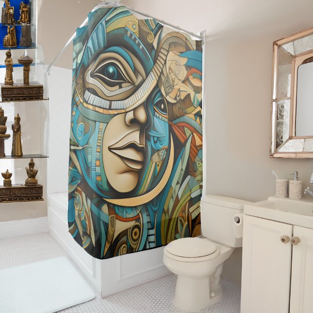 Future Cubist Art Deco Abstract Shower Curtain (Creator Uploaded)