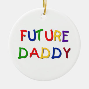 Future Daddy Primary Colours T-shirts and Gifts Ceramic Tree Decoration