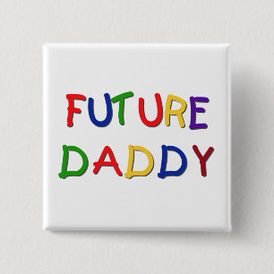 Future Daddy Primary Colours Tshirts and Gifts 15 Cm Square Badge