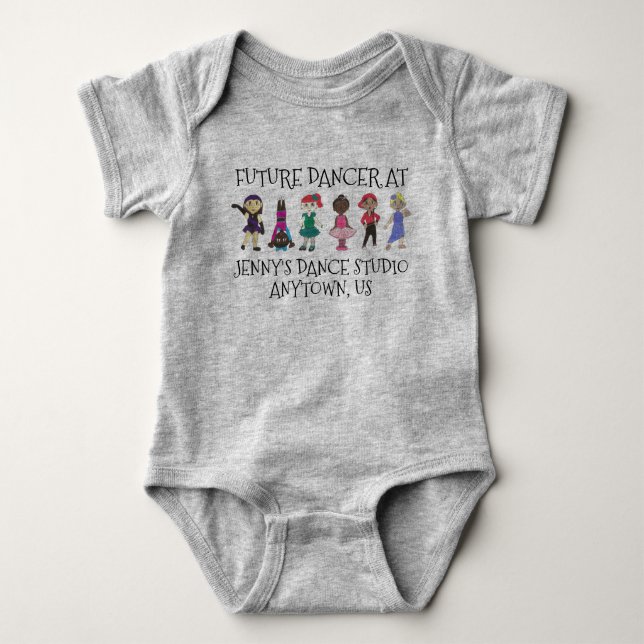 Future Dancer Custom Dance Studio Ballet Tap Jazz Baby Bodysuit (Front)