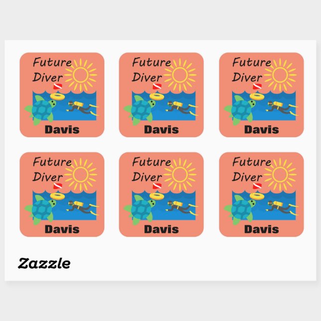Future Diver Design - Square Stickers (Sheet)
