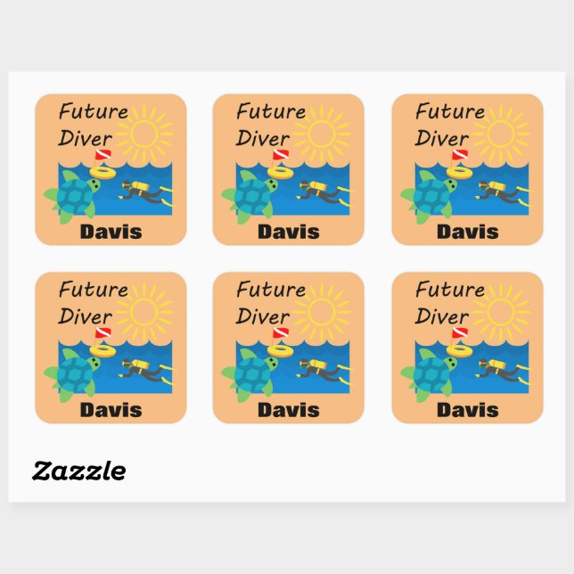 Future Diver Design - Square Stickers (Sheet)