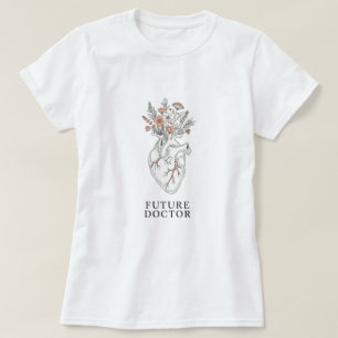 Future Doctor   Anatomical Heart with Floral Bouqu T-Shirt