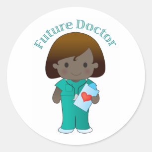 Future Doctor  Girl Classic Round Sticker