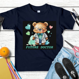 Future Doctor Watercolor Medical Teddy Bear Toddler T-Shirt