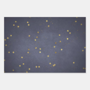 Future Dusk Gold Stars Wrapping Paper Sheet