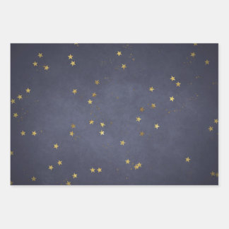 Future Dusk Gold Stars Wrapping Paper Sheet