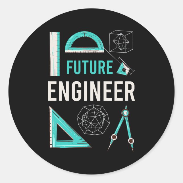 Future Engineer Apparel Engineering Students Men Classic Round Sticker (Front)