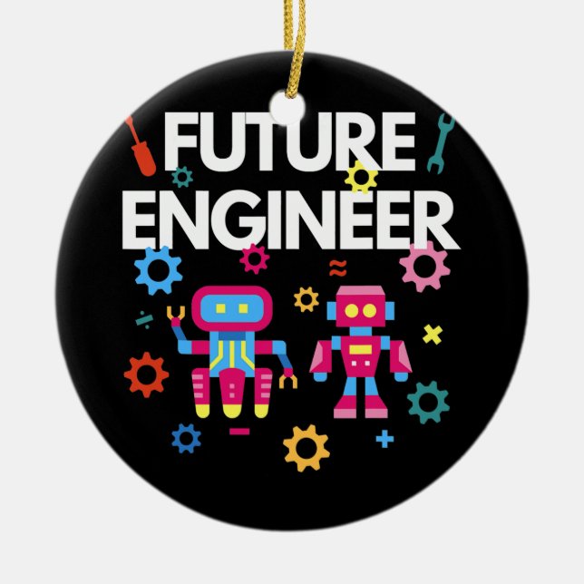 Future Engineer Costume Cute Robot Robotics Ceramic Tree Decoration (Front)