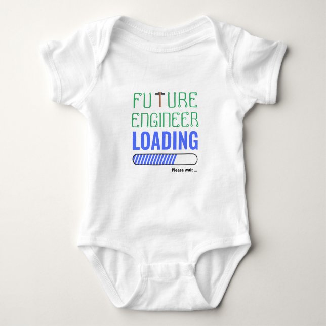 Future Engineer Loading Funny Personalised Unisex Baby Bodysuit (Front)