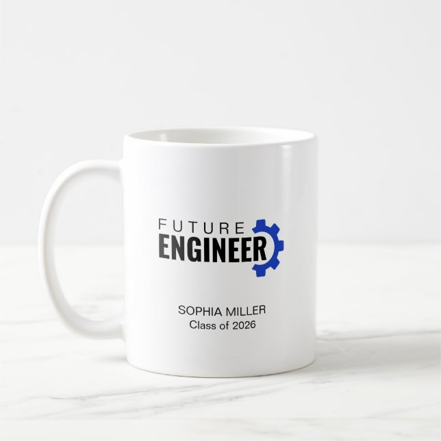 Future Engineer Personalised Graduation Coffee Mug (Left)