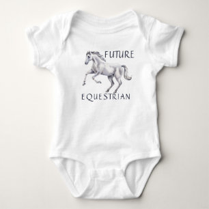 Future equestrian with white horse baby bodysuit