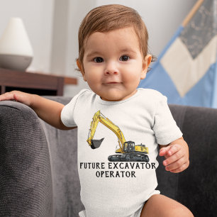 Future Excavator Equipment Operator Yellow Baby Bodysuit