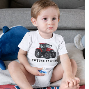 Future Farmer Red Tractor Equipment Farming Baby Bodysuit