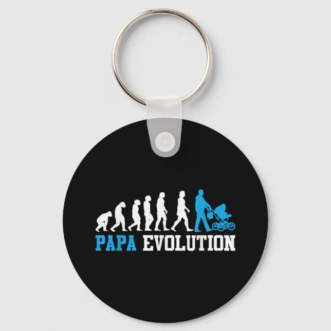 Future Father Papa Evolution Funny Fatherhood  Key Ring (Front)
