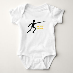 Future fencer black silhouette fencing custom baby bodysuit