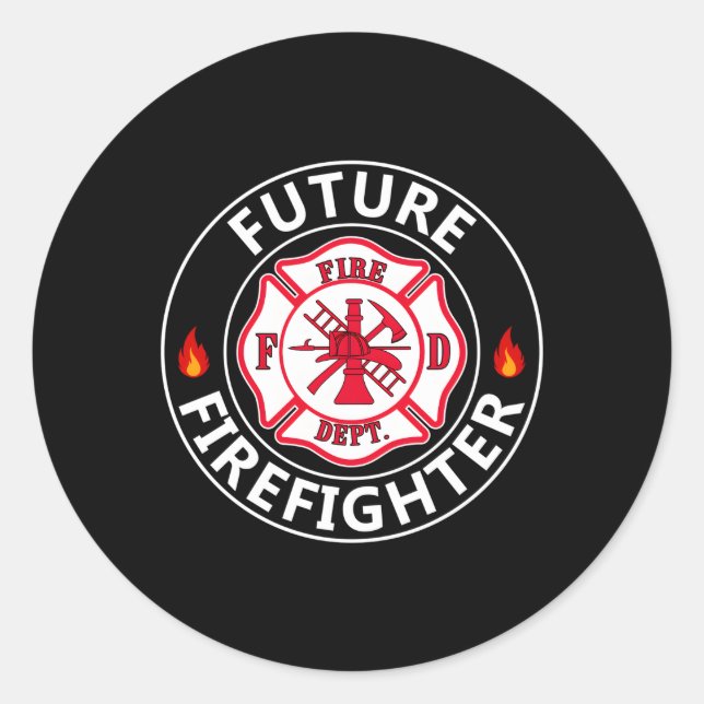 Future Firefighter Fire Fighter Badge Child Classic Round Sticker (Front)