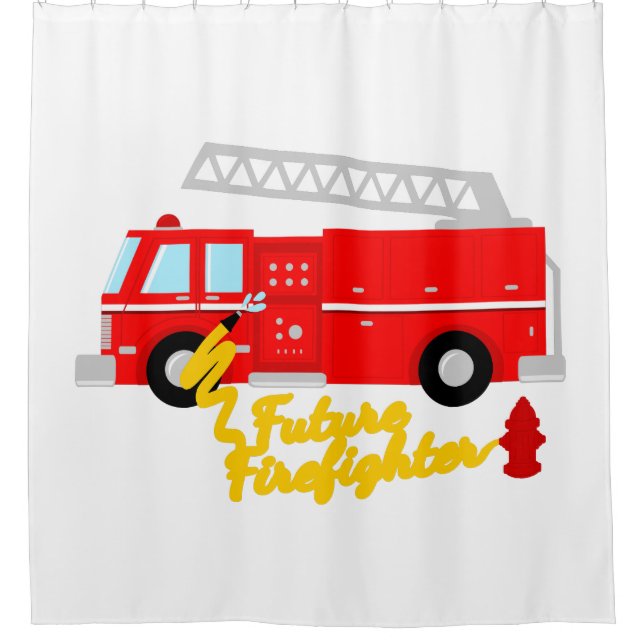 Future Firefighter Fire Truck Shower Curtain (Front)