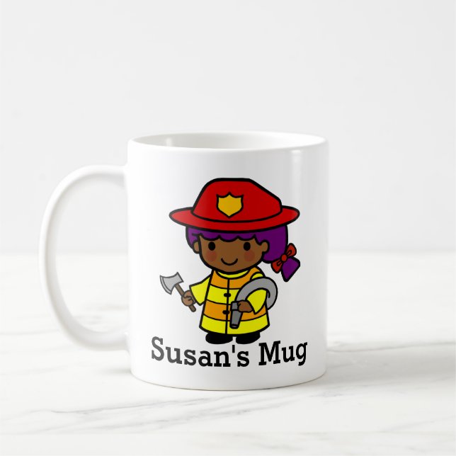 Future Firefighter Girl with Axe and Hose Coffee Mug (Left)