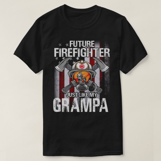 Future Firefighter Like My GRAMPA US Flag T-Shirt (Design Front)