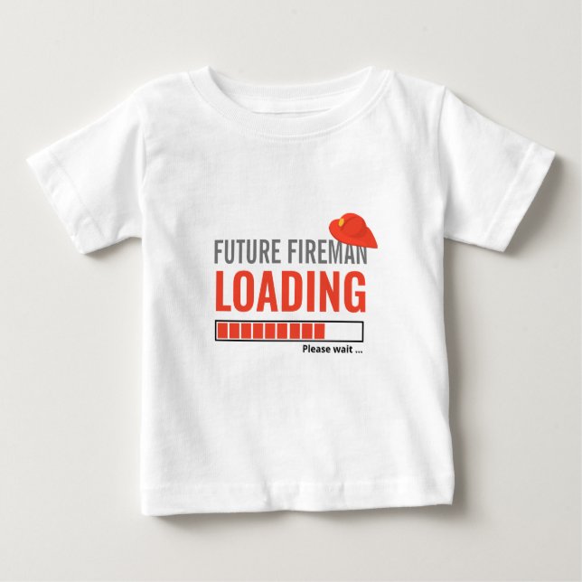 Future Fireman Loading Cute Funny Personalised Boy Baby T-Shirt (Front)