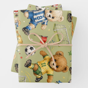 Future Footie Star Team Teddy Wrapping Paper Sheet