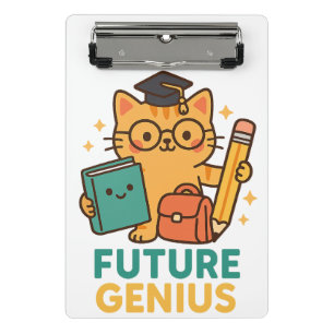 Future Genius – Cute Cat with School Essentials Mini Clipboard