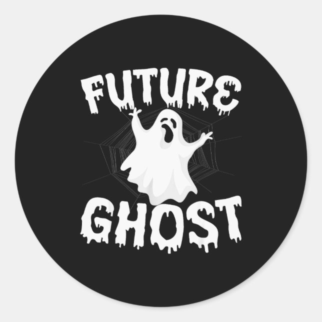 Future Ghost Funny Halloween Boo Soky Trick Or Tre Classic Round Sticker (Front)