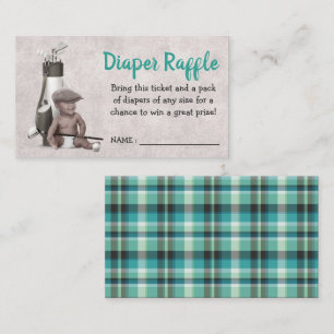 Future Golfer Golf Black Baby Shower Diaper Raffle Enclosure Card