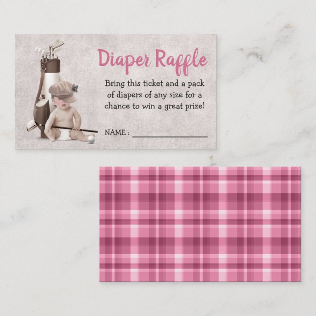 Future Golfer Golf Girl Baby Shower Diaper Raffle Enclosure Card (Front/Back)