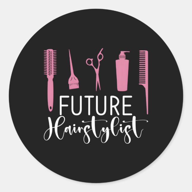 Future Hairstylist Barber Hair Dresser Classic Round Sticker (Front)