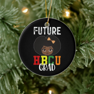 Future HBCU Grad Girl Graduation Black College Ceramic Tree Decoration