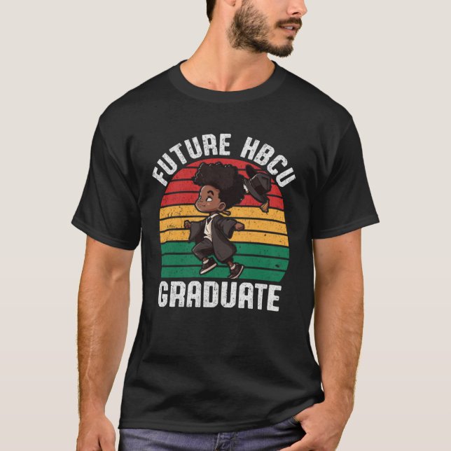 Future HBCU Grad History Black College Youth Black T-Shirt (Front)