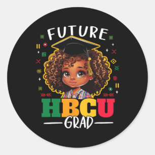 Future Hbcu Grad Kids Black Girl Afro Black Histor Classic Round Sticker
