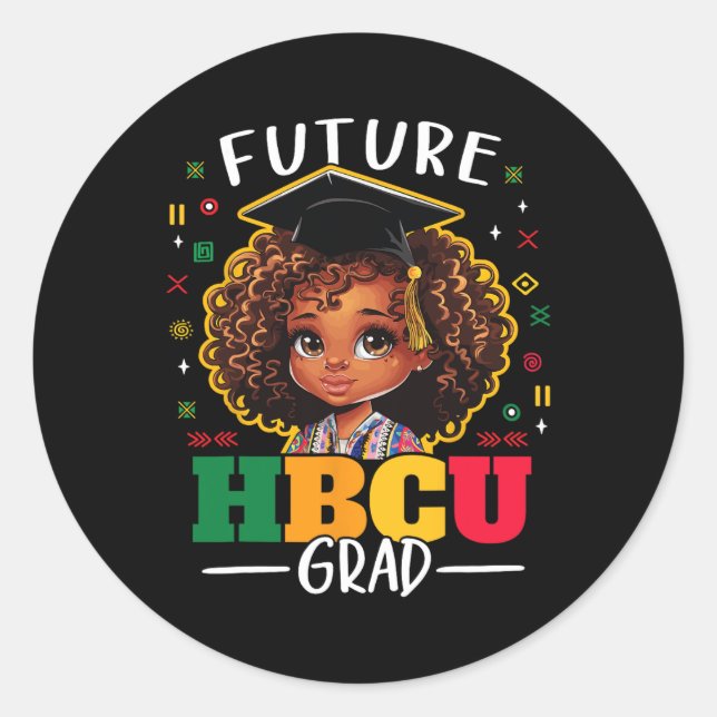 Future Hbcu Grad Kids Black Girl Afro Black Histor Classic Round Sticker (Front)