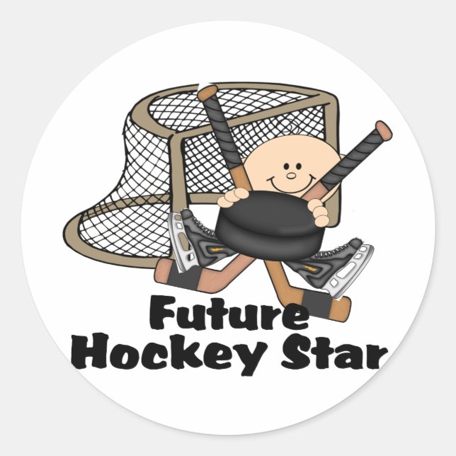 Future Hockey Star Classic Round Sticker (Front)