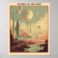 "Future in the past". Cityscape vintage poster