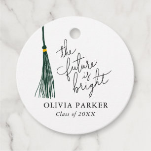 Future is Bright Green Tassel Grad Party Favour Tags