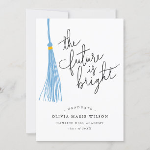 Future Is Bright Light Blue Tassel Graduation Invitation