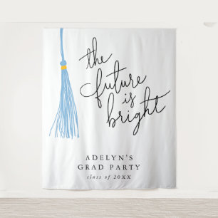 Future Is Bright Light Blue Tassel Modern Tapestry