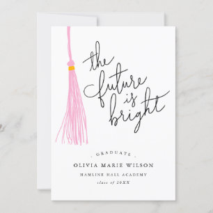 Future Is Bright Light Pink Tassel Graduation Invitation