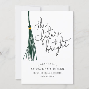 Future Is Bright Quote Green Tassel Graduation Invitation