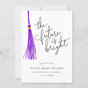Future Is Bright Quote Purple Tassel Graduation Invitation