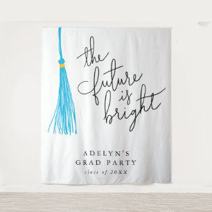 Future Is Bright Sky Blue Tassel Modern Tapestry