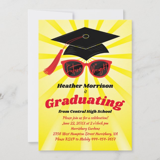 Future is Bright Sunglasses Graduation Party Invitation (Front)