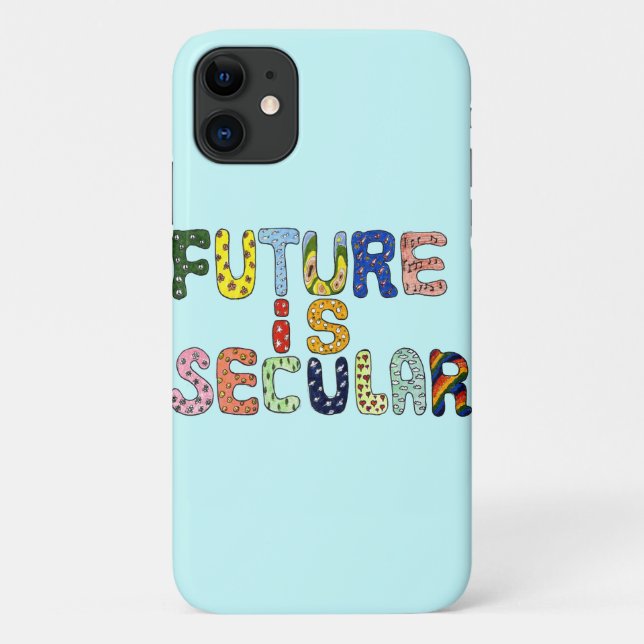 FUTURE IS SECULAR cartoon letters Case-Mate iPhone Case (Back)