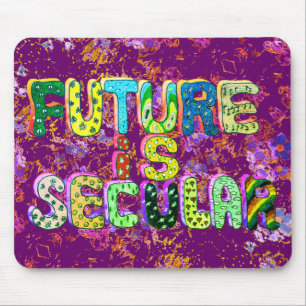 FUTURE IS SECULAR in green and purple Mouse Mat