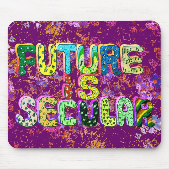 FUTURE IS SECULAR in green and purple Mouse Mat (Front)